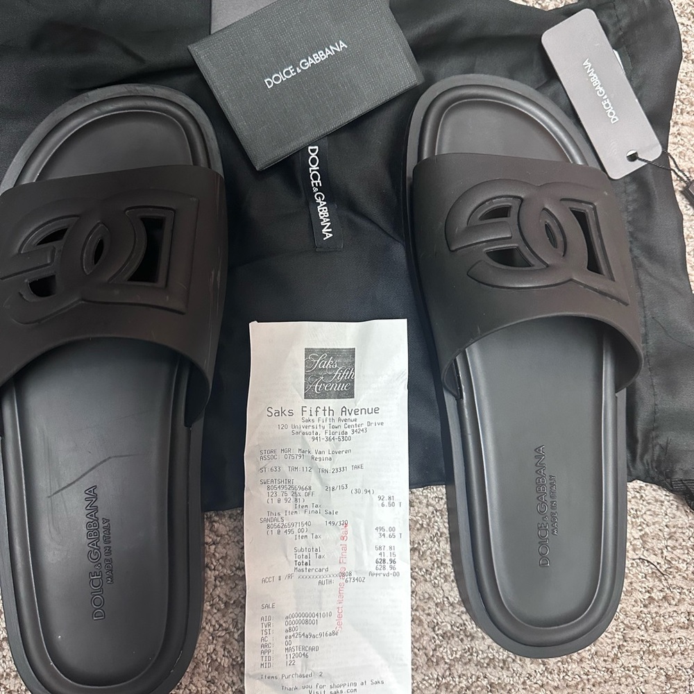Dolce & Gabbana Men's Black Logo Slides